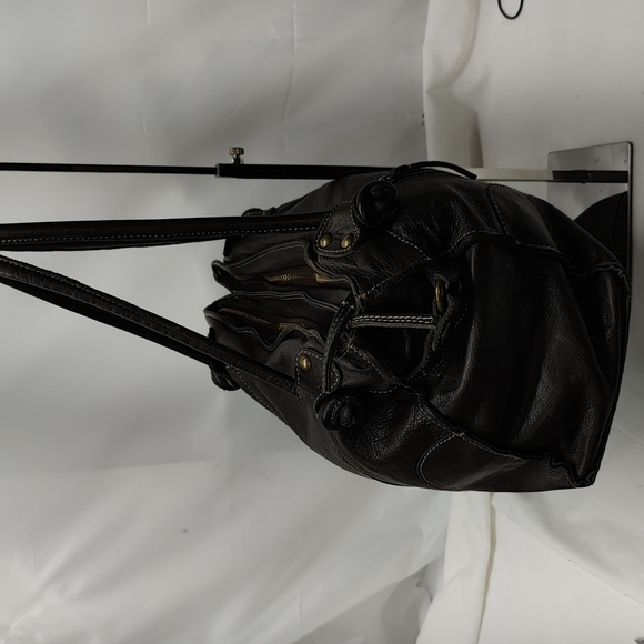 Vera Pelle Firenze Brown Leather double zipper Shoulderbag/ Tote - Picture 7 of 15